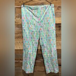 Sigrid Olsen ankle pants cotton spots print office street party stretch 90s 8
